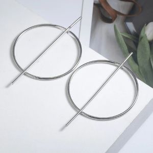 Circle And Bar Geometric Hoop Earrings